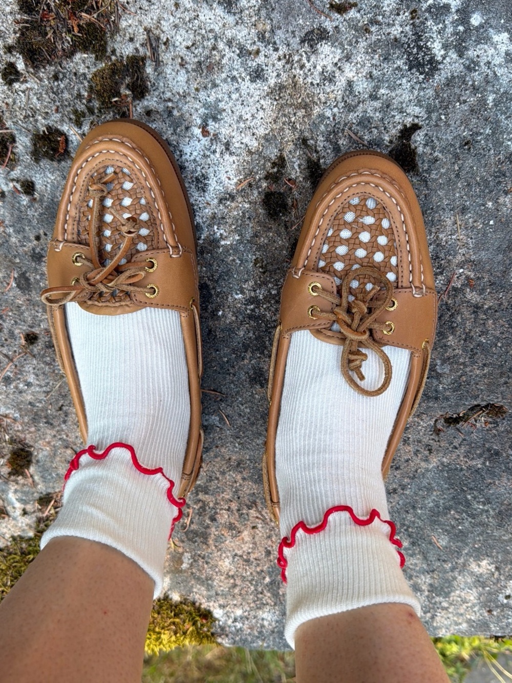 Sperry Woven Basket Weave Tan Leather Boat Shoes Size 8